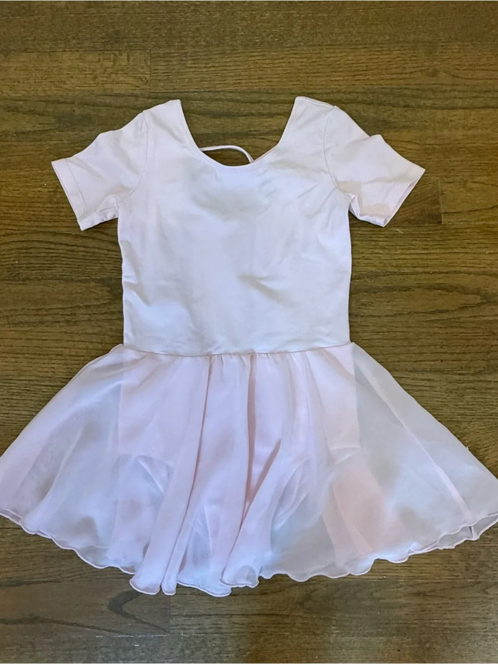 Girls Soft Pink Short-Sleeve Ballet Dress for Dance